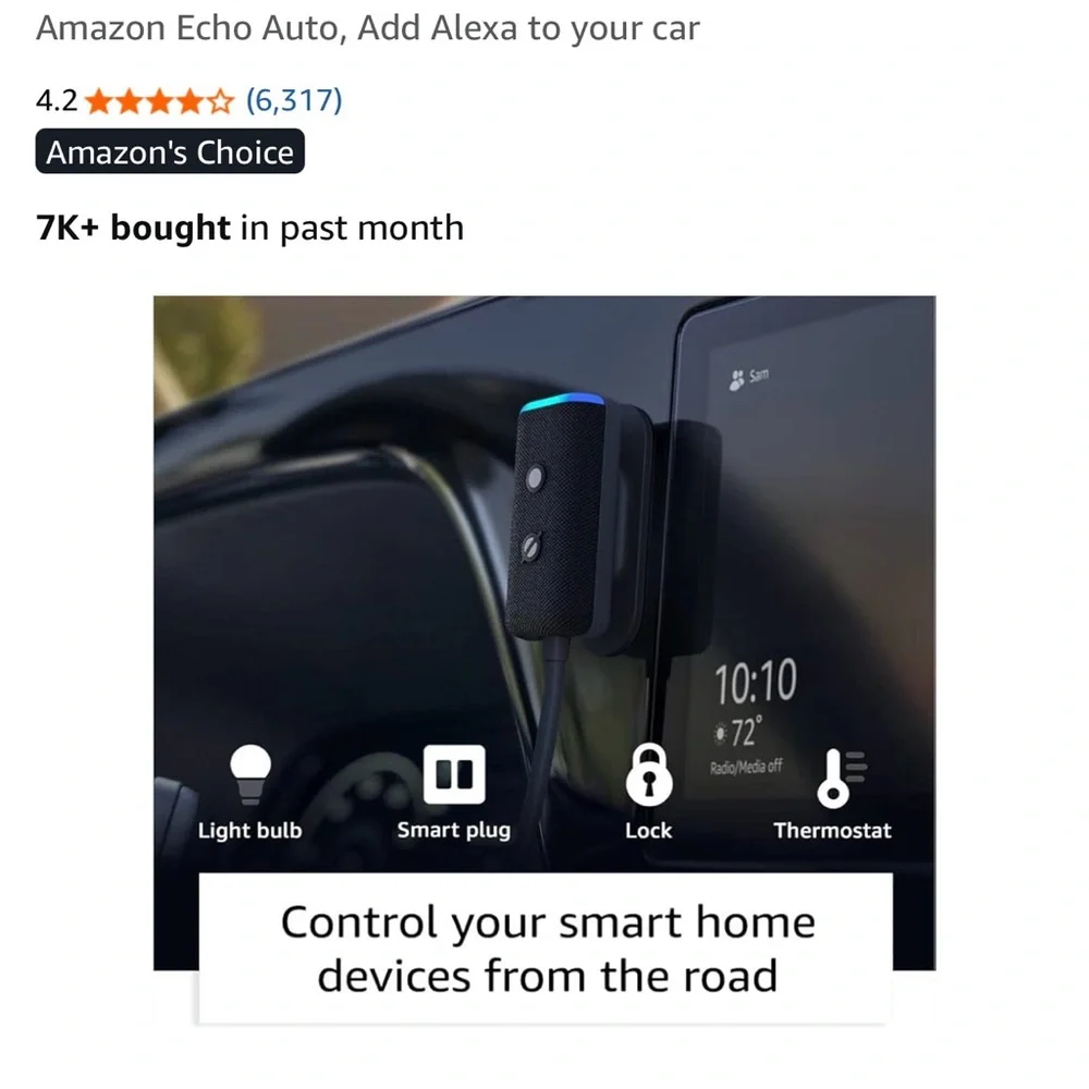 NEW never used Echo Auto Alexa Car Adapter - Black and Blue